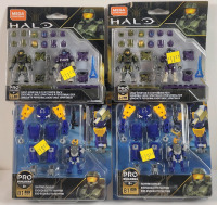 4 New MEGA Construx HALO Pro Builders Mini Action Figure Sets . Wear to packaging