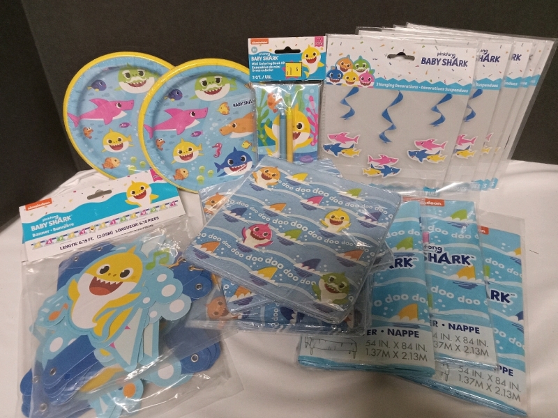20 Pc | Baby Shark Kids Party Supplies | Comes with Decor, Plates, Napkins and activity