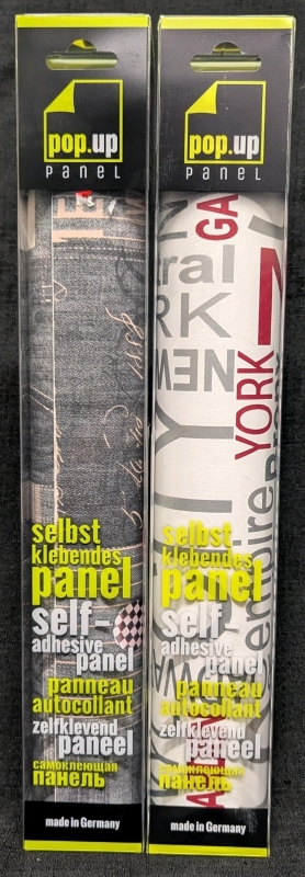 2 New: Pop Up Self Adhesive Panels - NYC Style, Denim Style - 35cm x 250cm