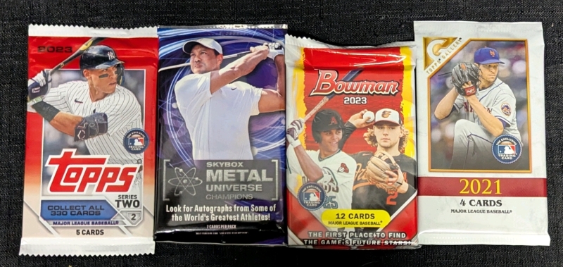 4 New: MLB Baseball Trading Card Packs - 2021-2023 - 4-12 Cards Per Pack - See Images