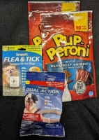 4 New: 2 Pup-peroni Beef Sticks - Flea and Tick Squeeze on For Dogs - Dual Action Flea and Tick Collar For Dogs