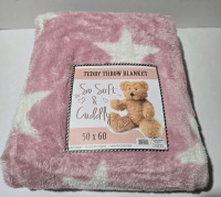 New | Teddy Throw Blanket 50" x 60" Pink