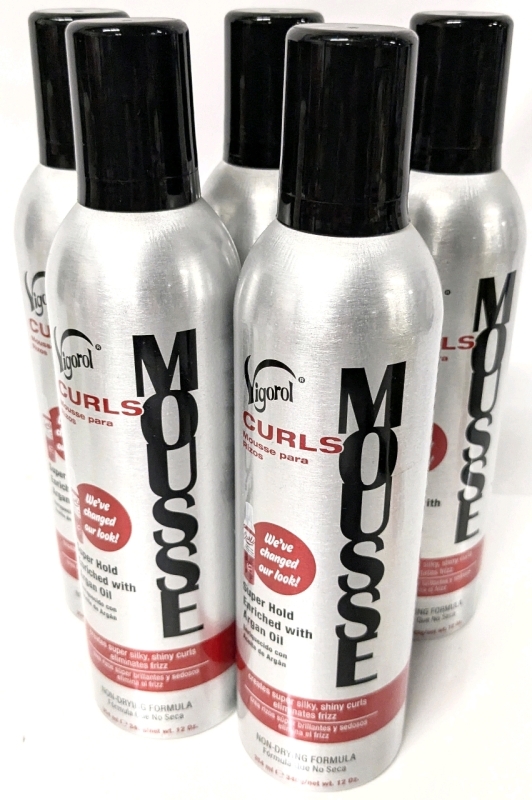 5 New Vigorol Curls MOUSSES : Super Hold Enriched with Argan Oil - 354ml ea