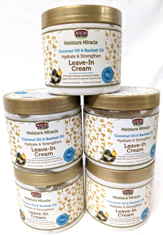 5 New Moisture Miracle Coconut & Baobab Oils Hydrate & Strengthen Leave-In Hair Creams - 425g ea | EXP 04/2027