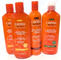 4 New CANTU Shea Butter Hair Care for Curls & Waves : 2x Shampoo 400ml, Curl Activating Cream 355ml & Hydrating Cream Conditioner 400ml