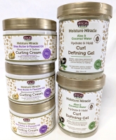 5 New Moisture Miracle Hair Care : 3x Shea Butter Flaxseed Oil Moisture & Define Curling Creams 340g ea + 2x Aloe Coconut Water Hydrate & Hold Curl Defining Geks 510g ea