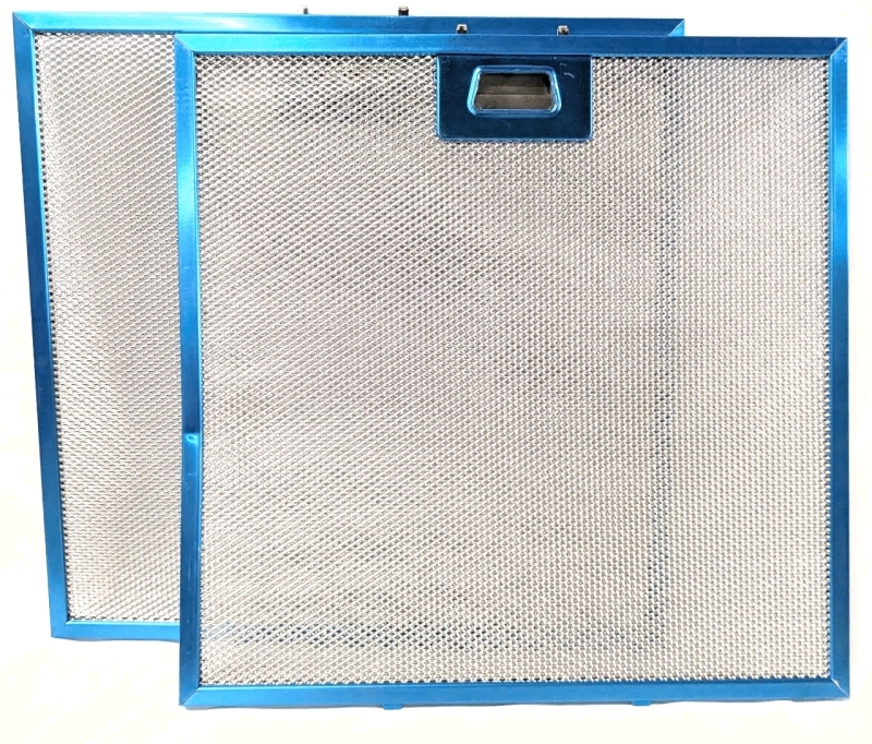 2 As-New Home Depot Aluminum Filters Model AFPW01 for 30" Pyramid Kitchen Wall Mount Range Hoods - Slight Dents in 1 Filter | 13.56" x 13.69"