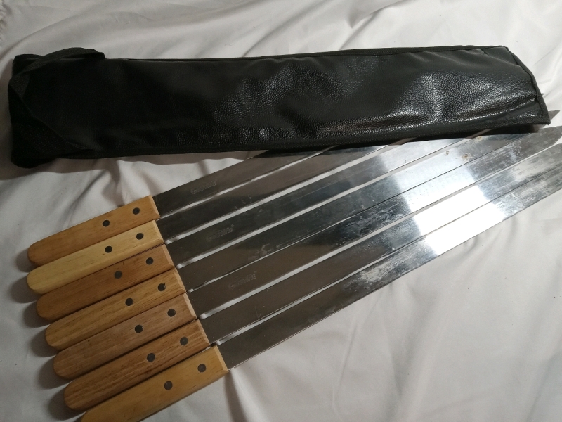 7 Barbecue Skewers w/ Sleeve | Ea. Measure 23"