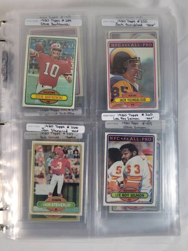 1980 - 1997 NFL Football Trading Card Singles . 1980-90 Topps , 1990-?? UD , 1990-?? Score , 1990-?? Fleer & Some Pro Set . 200+ Trading Cards