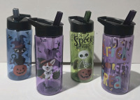 4 New | Kids Plastic Water Bottles Spooky Themed 7" Tall