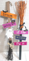 2 New Wooden Witch Themed and Halloween Themed Lawn Signs (34" Tall)