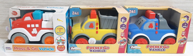 3 New Press and Go Truck Toys