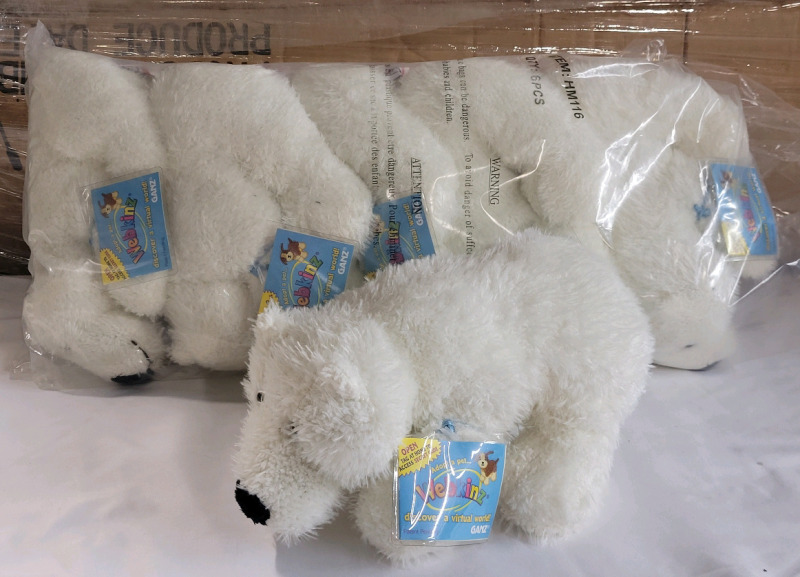 6 New Webkinz Polar Bear w/Code , HM116 . Pet of the Month 2008 & 2010 . Measures 4" tall