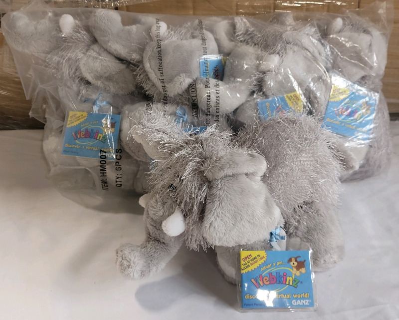 6 New Webkinz Elephant w/Code , HM007 . Pet of the Month 2008 . Retired . Measures 4" tall