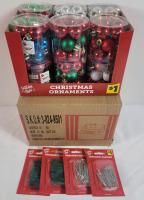 24 Packs New Holiday Style Mini Christmas Tree Ornaments & Ornament Hangers . 24 Packs , 15 Ornaments Per Pack , 360 Ornaments