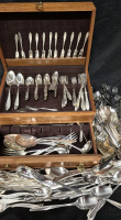 100+ Vintage Flatware with Case Roger Bros. & Community Plate, Oneidacraft & Dansk