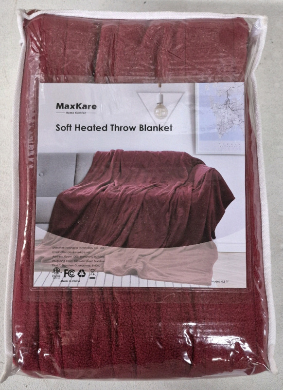 New MaxKare Soft Heated Throw Blanket 62 by 84"