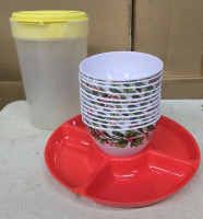 14 New | Chip & Dip Lot | Includes 12 Bowls, Juice Jug & Chip & Dip Plate