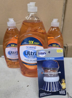 3 New | True Living Ultra Antibacterial Hand Soap/ Dishwasher Liquid & Dawn Palm Brush