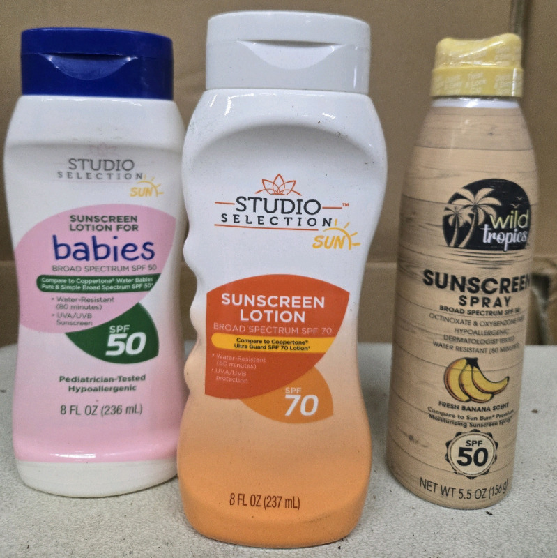 3 New | Sunscreen Lotions | 70-50SPF 236Ml Bottles & 50SPF Sunscreen Spray