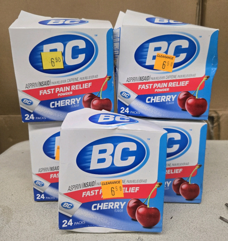 5 New Boxes | BC Aspirin(Nsaid) Pain Reliever Aid | Fast Pain Relief Powder Cherry Flavoured