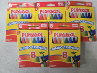 5 Packs New| 8pcs Playskool Bright Coloured Jumbo Crayons