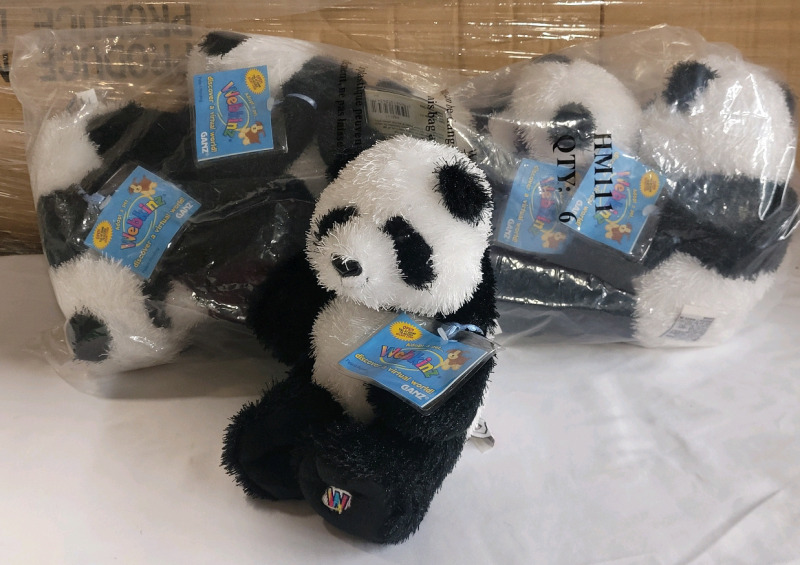6 New Webkinz Panda w/Code , HM111 . Pet of the Month 2008 . Retired . Measures 6" tall