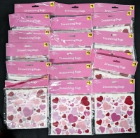 18 New Packs Pink Love Hearts Drawstring Bags - 15 Bags per Pack - 6" x 6" ea