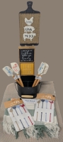 11 New Kitchen Tools & Decor : 4 Dolly Parton Silicone Spatulas, 2 Packs Dolly Parton Drink Stirrers, Plaid Cotton Table Runner 13" x 70", 3 Wood Signs, Metal Caddy 7.5" x 6.25" x 5" Tall