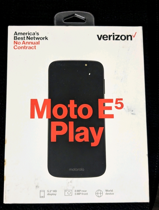 New VERIZON Moto E5 Play Black Android 5.2" Screen 16GB-128GB Expandable Memory Smart Phone IMEI 358390901363872 | See Description