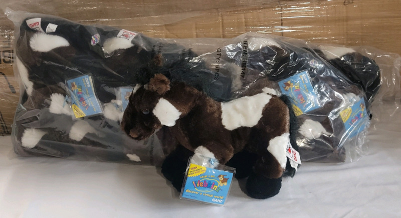 6 New Webkinz PINTO White / Brown Horse w/Code , HM147 .