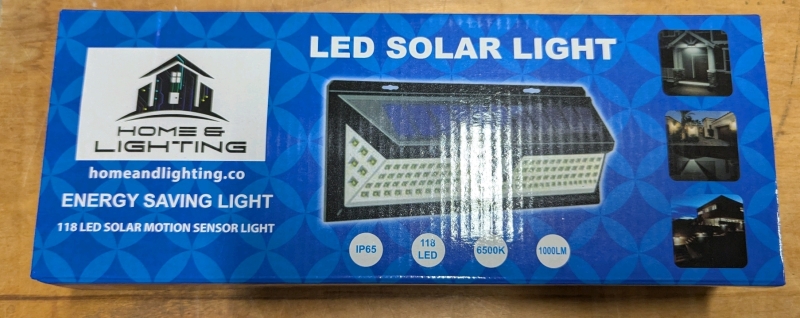 New Home Lighting LED Solar Light. 12" by 4" by 2"
