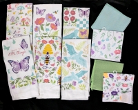 6 New Springtime Dish Towels & 4 New Dish Scrubber Cloths | Towels 14" x 24", Scrubbers 12" x 12" ea