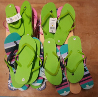 Lot of Flip Flops in Various Sizes and Colors, 18 Pairs in Total