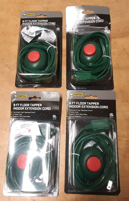 4 New 9 Ft Floor Tapper Indoor Extension Cords from ProEssentials