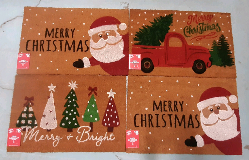 4 New Holiday Themed Coir Doormats (18"x27")