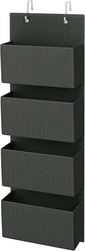 New SONGMICS Over the Door Organizer 4 Pockets, for Bedroom, Bathroom, Pantry, Kitchen, 4.7 x 13.2 x 39.4" Black URDH004B01