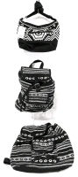 3 New Bags: 2x Striking Woven Mini Backpacks + Black & White Tapestry-Style Crossbody Purse | Mini Backpacks 10" x 4" x 10" Tall ea