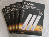 5 New - Tolare Rechargeable Motion Sensor Cabinet / Closet Wireless Lights , Warm White . Five (5) Packs , 3 Lights Per Pack