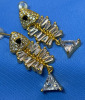 Elegant Fishbone Dangle Earrings with Sparkling Rhinestones Approximately 1.2 x .4 Inch Articulated - 5