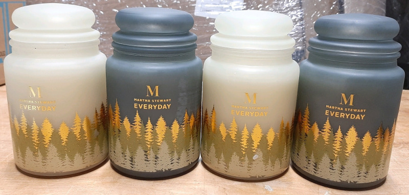 4 New Martha Stewart Scented Candle Jars (Peppermint Snowflakes & Homemade Sugar Cookie)