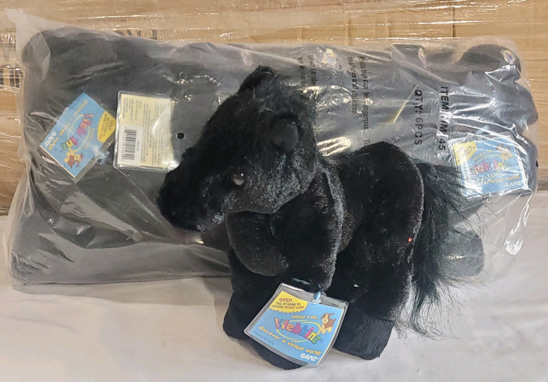 6 New Webkinz Black Stallion Horse w/Code , HM145 . Retired .