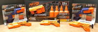 Lot of Foam Dart Guns, Including 2 Dart Zone Storm Squad Quickshot Blasters Including 4 Darts Each & 1 New Nerf Alpha Strike Fang QS-4, Along with 3 Unpackaged Extras