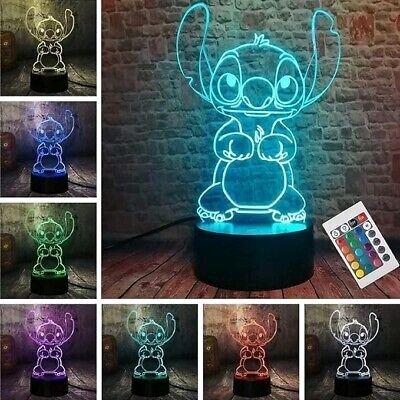 New 3D Lilo & Stitch LED Lamp, Comes with Stand & Remote Control For Lighting Adjustments