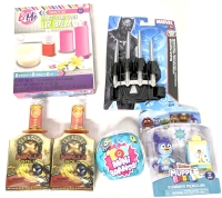 6 New Toys : Zuru 5-Surprise TOYS Mini Brands, 2x Treasure X Ninja Gold Blind Boxes, Make Your Own Lip Balm Kit, Black Panther Slash Claws & Muppet Babies Summer Penguin