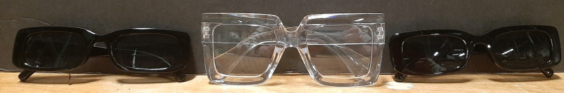 3 New Pairs of Glass Frames, Including One Pair of Clear Frame Square Frames & 2 Slim Black Frames
