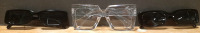 3 New Pairs of Glass Frames, Including One Pair of Clear Frame Square Frames & 2 Slim Black Frames