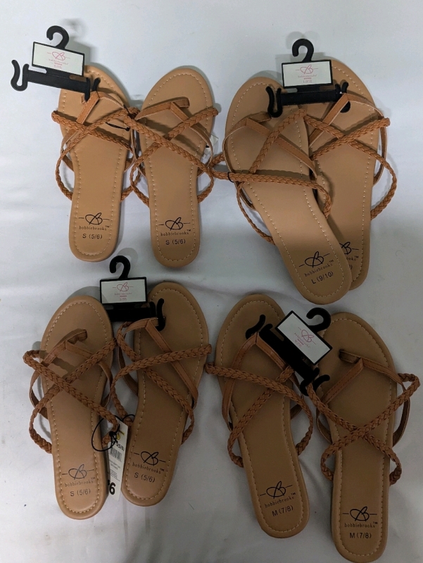 4 New Size 5/6 - 9/10 Women's Bobbi Brooks Sandals.