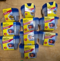 60 New Smart & Simple Food Safe Containers. 42 630ml Rectangular Containers and 18 428ml Round Containers.