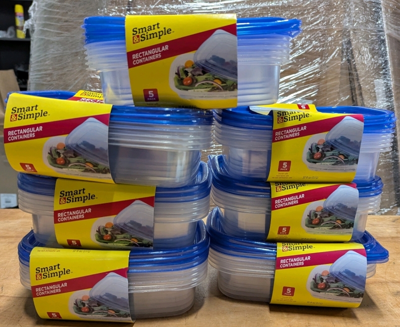 7 New Smart And Simple Food Safe Containers. 1.1L Each.